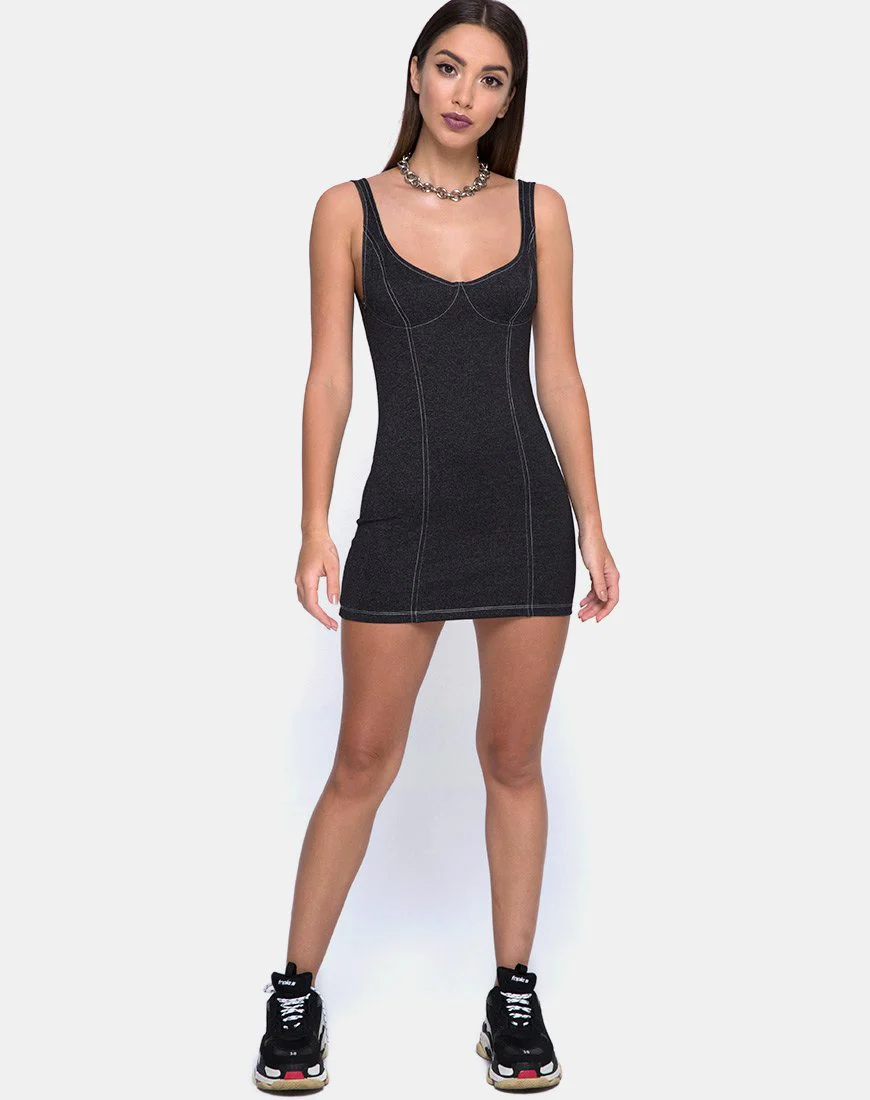 Spara Kleid aus Denim Schwarz - Image 3