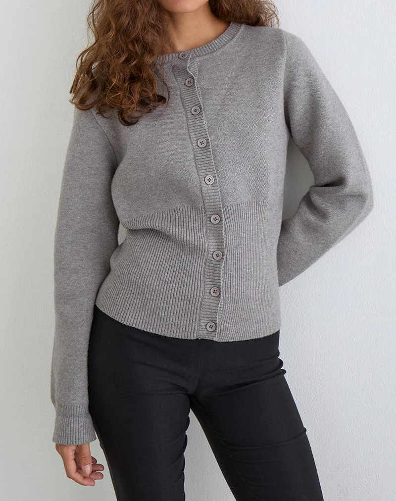Subra Langärmelige Strickjacke in Grau - Image 2