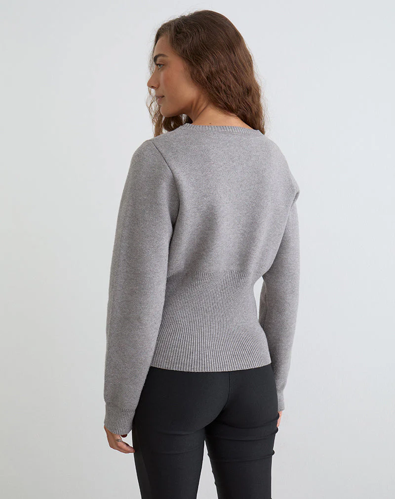 Subra Langärmelige Strickjacke in Grau - Image 5