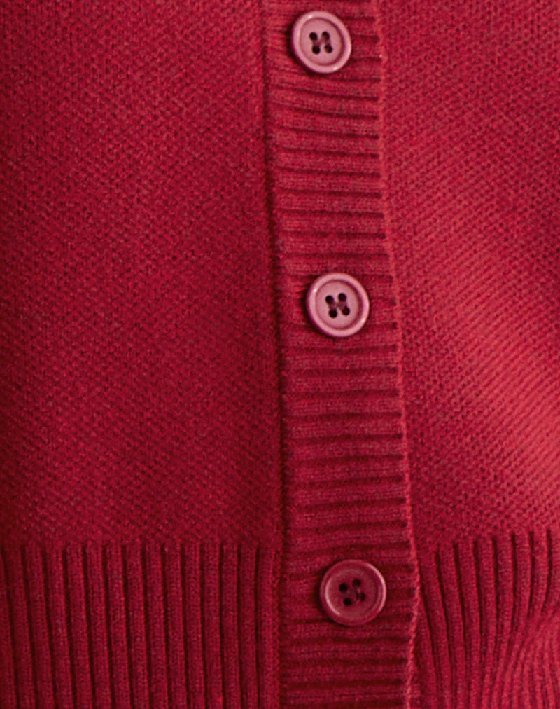 Subra Langarm-Strickjacke in Rot - Image 6