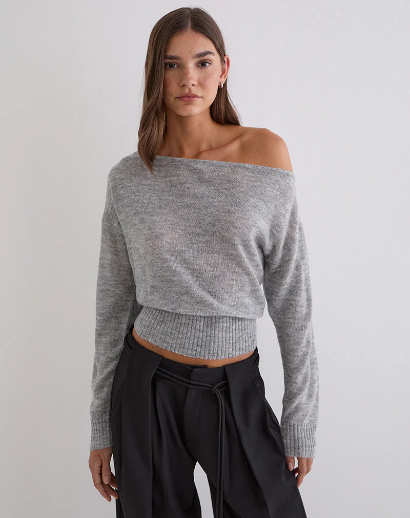 Suena Asymmetrischer Pullover in Grau - Image 3