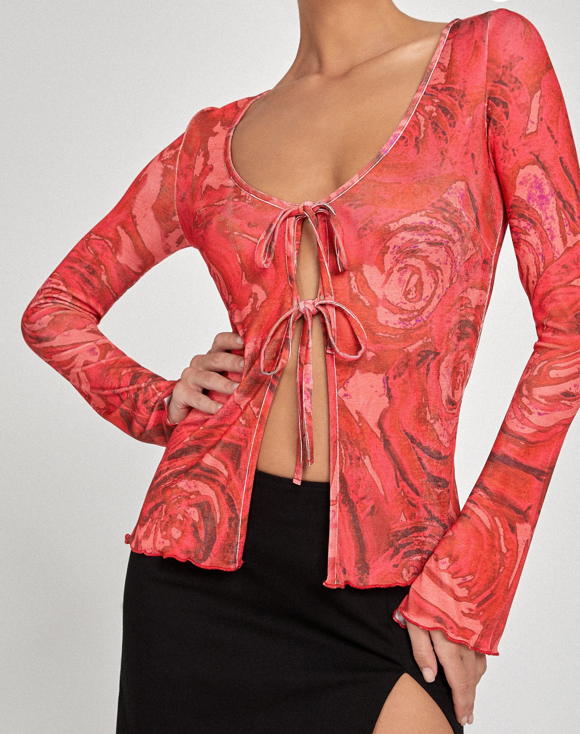 Sujata Cardi in Rosenblütenrot - Image 3