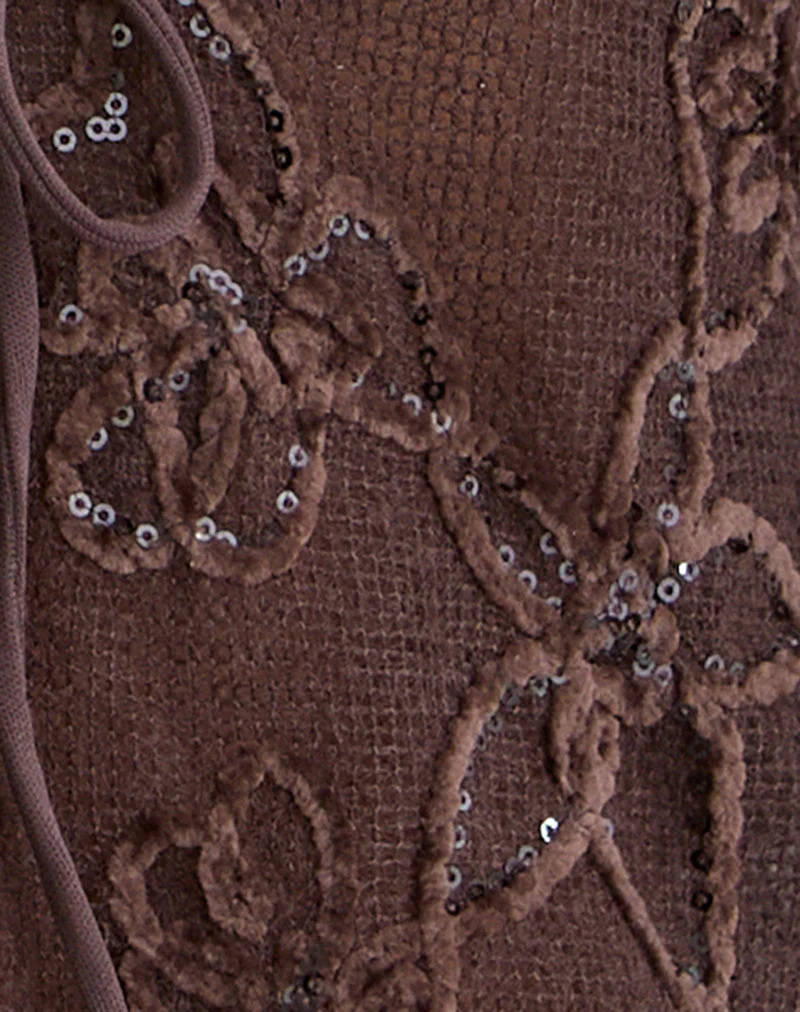 Sukita Strickjacke aus Paillettenstrick Dunkelbraun - Image 6