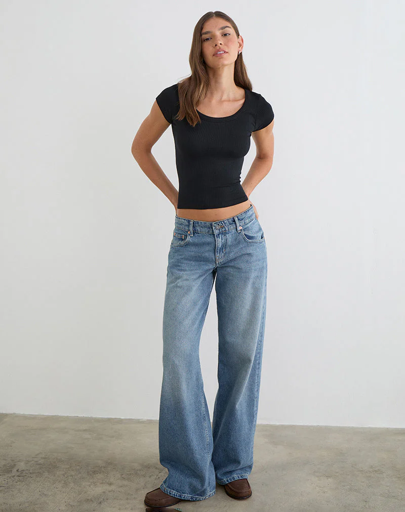 Sumala T-Shirt in dickem Rippstrick, schwarz - Image 3