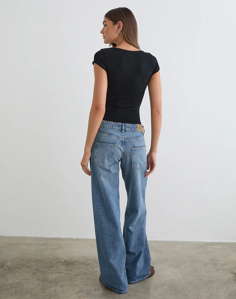 Sumala T-Shirt in dickem Rippstrick, schwarz - Image 4