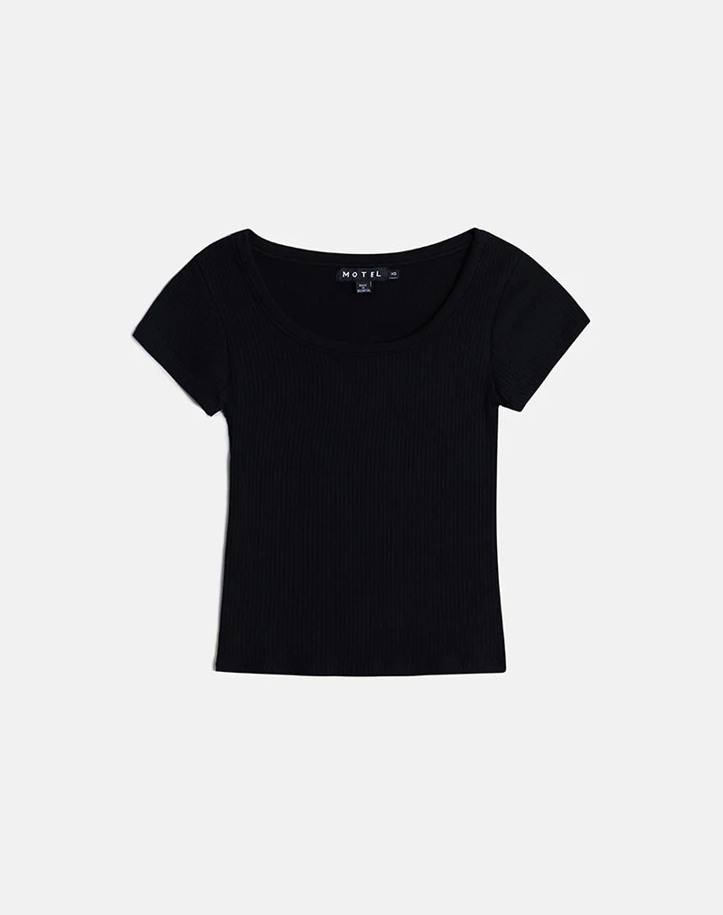 Sumala T-Shirt in dickem Rippstrick, schwarz - Image 5
