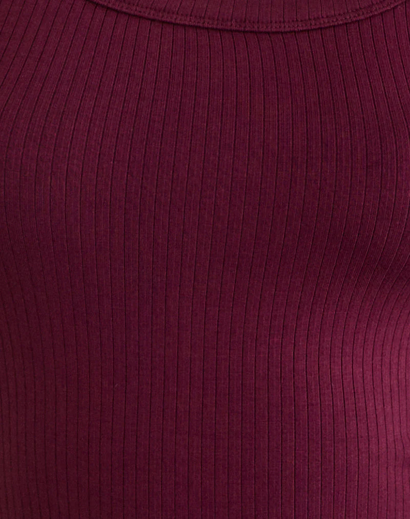 Sumala T-Shirt in dickem Rippstrick, Farbe Weinrot - Image 5