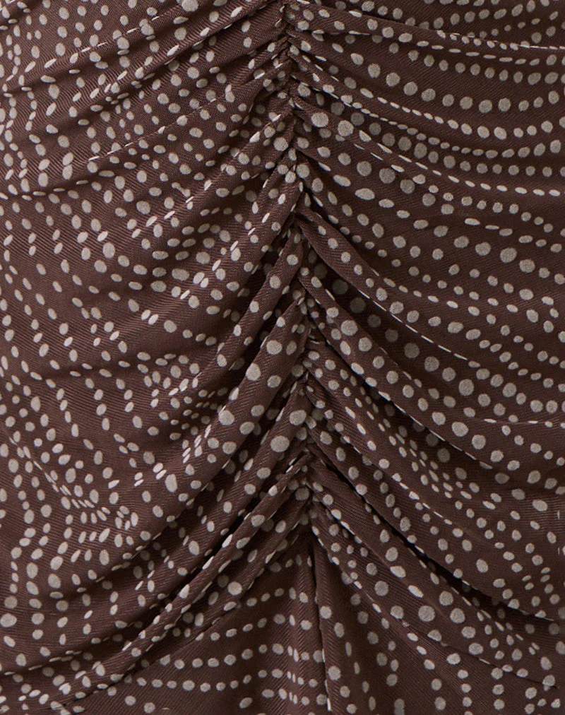 Sumiko Minikleid aus abstraktem Polka-Flock Braun - Image 5