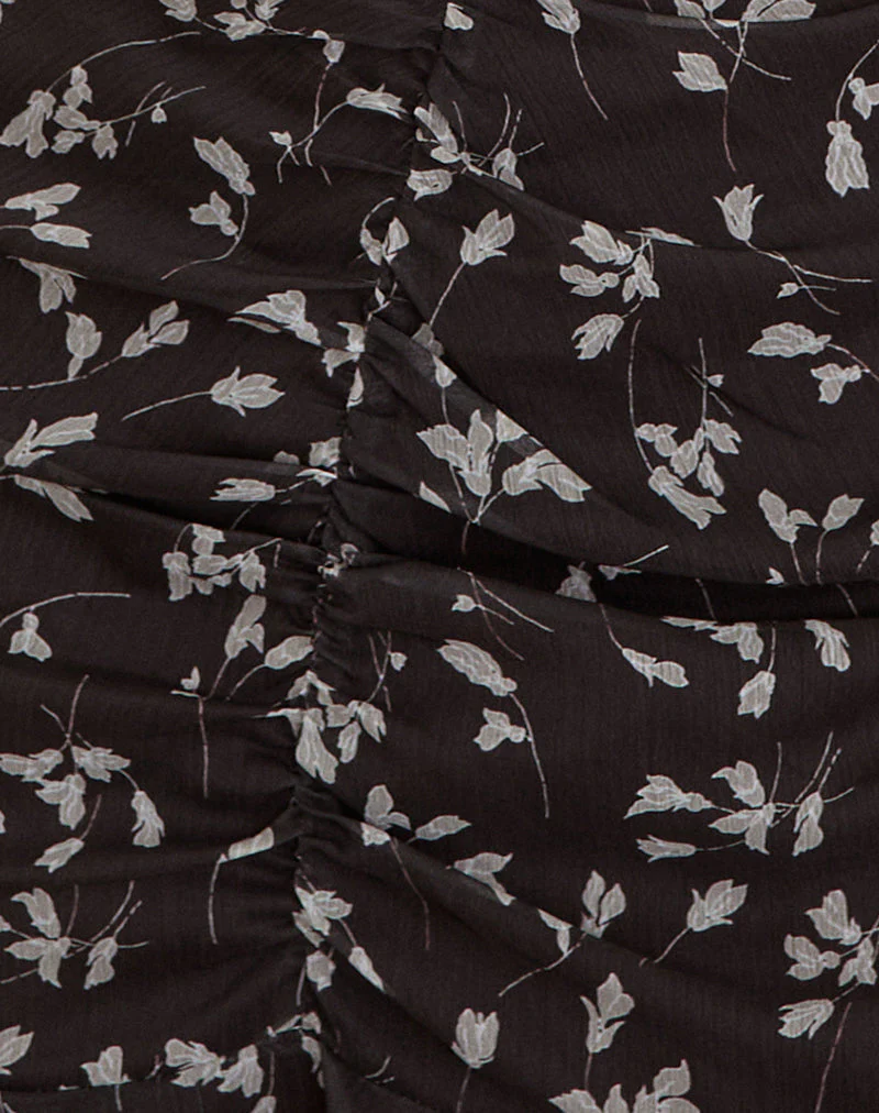 Sumiko Minikleid aus Blumenchiffon Braun - Image 5