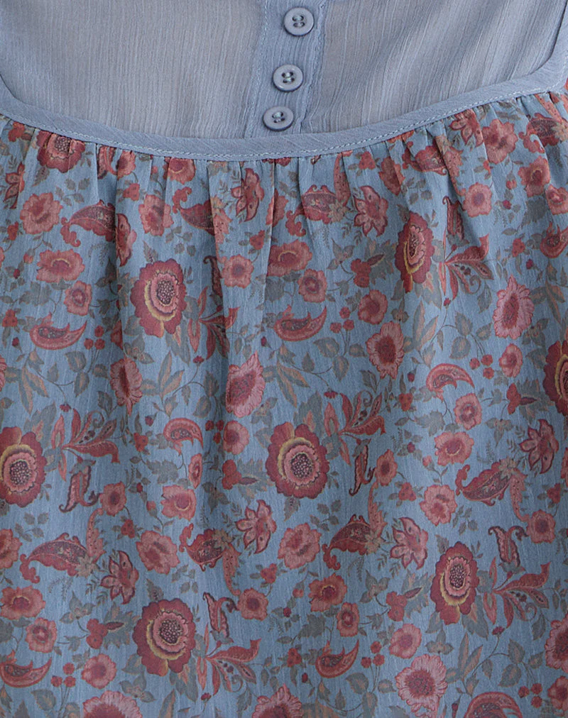 Sumire Top in Shadow Blossom Blue Chiffon - Image 5