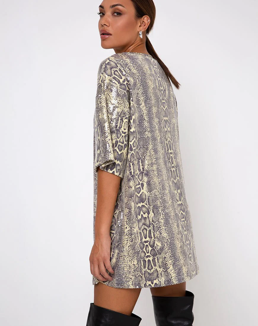 Sunny Kiss Tee in Acid Snake Klarer Paillettenstoff - Image 2