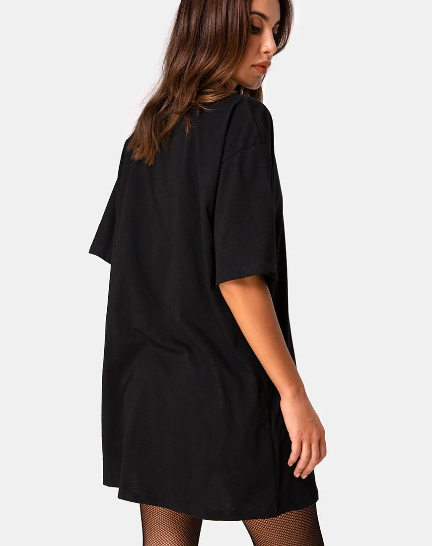 Sunny Kiss Oversize Tee in Schwarz mit rosa Tribal - Image 2