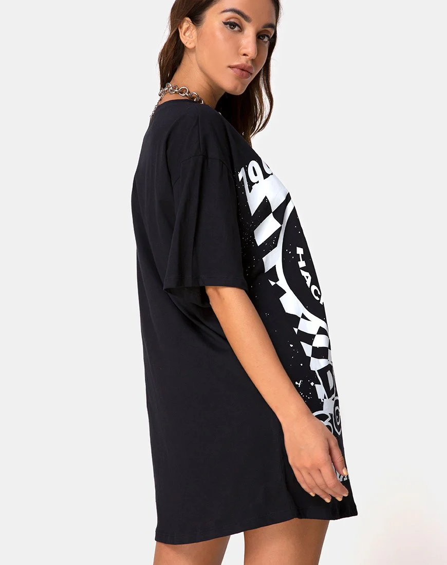 Sunny Kiss Tee in Schwarz mit weißem Traumgesicht - Image 2