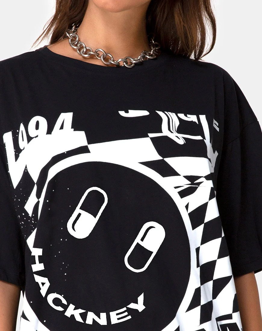 Sunny Kiss Tee in Schwarz mit weißem Traumgesicht - Image 5