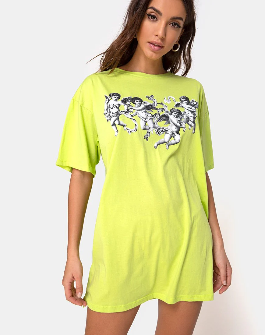 Sunny Kiss Tee in Limette mit Putte - Image 2