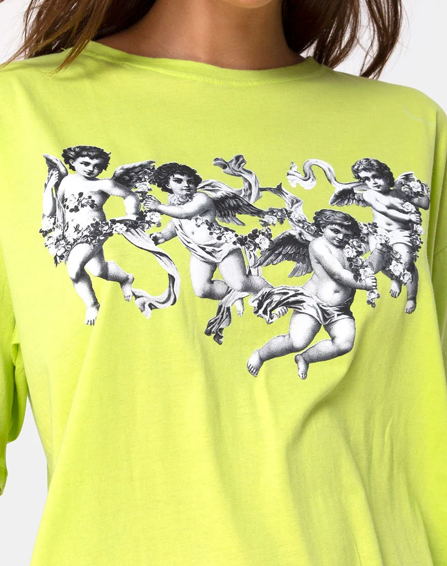 Sunny Kiss Tee in Limette mit Putte - Image 6