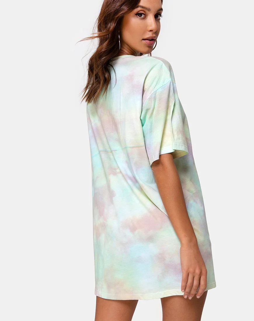 Sunny Kiss Tee-Kleid in Pastellfarbenem Tie Dye - Image 2