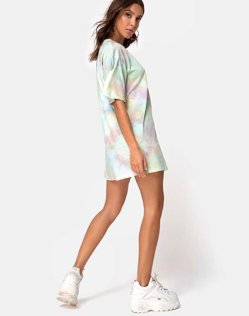 Sunny Kiss Tee-Kleid in Pastellfarbenem Tie Dye - Image 4