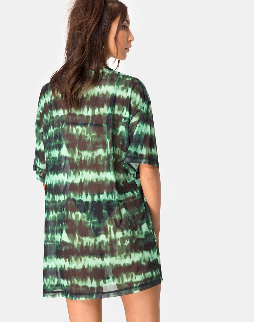 Sunny Kiss Tee in Tie Dye Türkis Mesh - Image 2