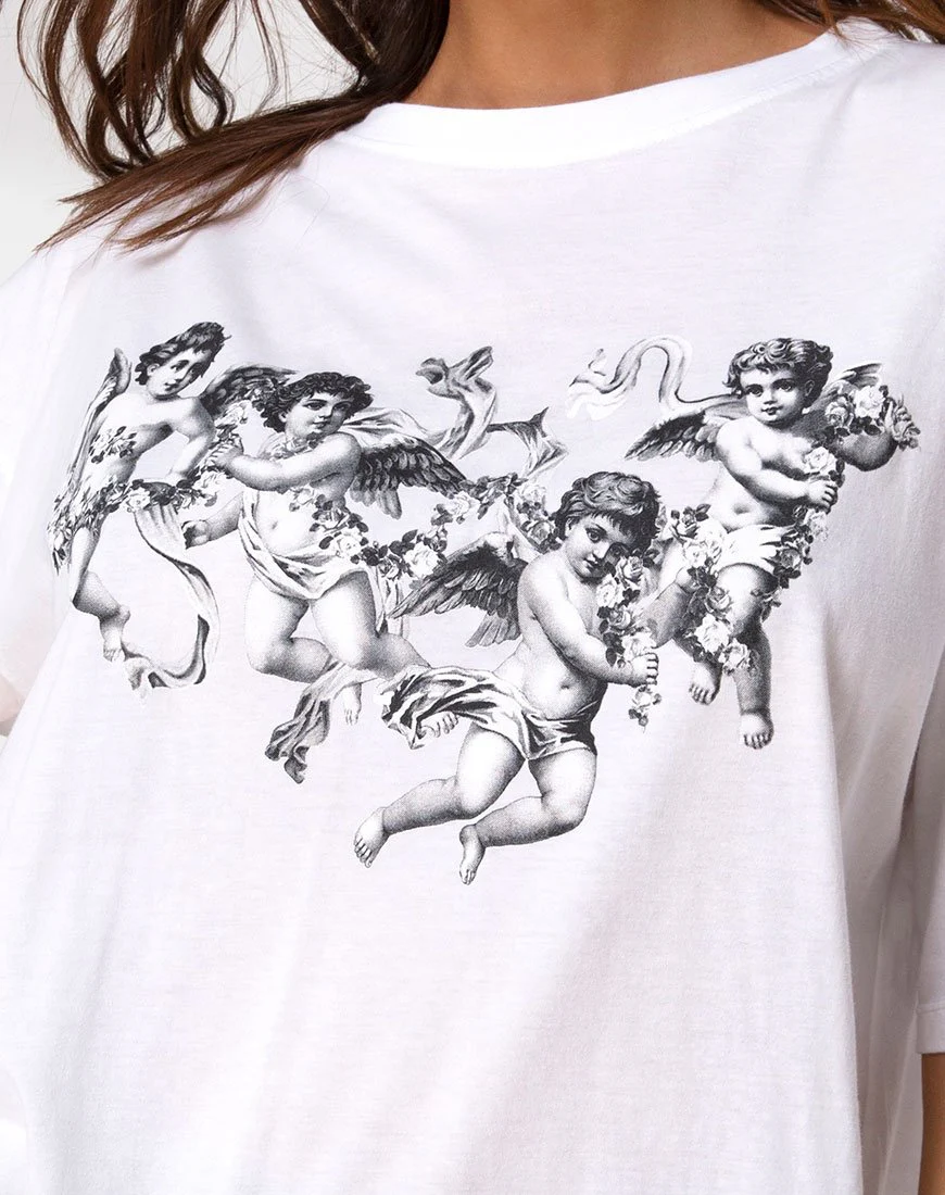 Sunny Kiss Tee in Weiß mit Putte - Image 5