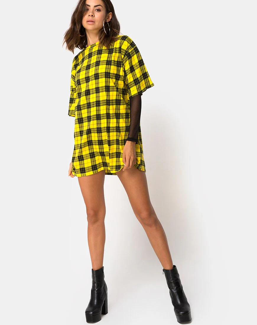 Sunny Kiss Kleid in Winterkariert Gelb - Image 3