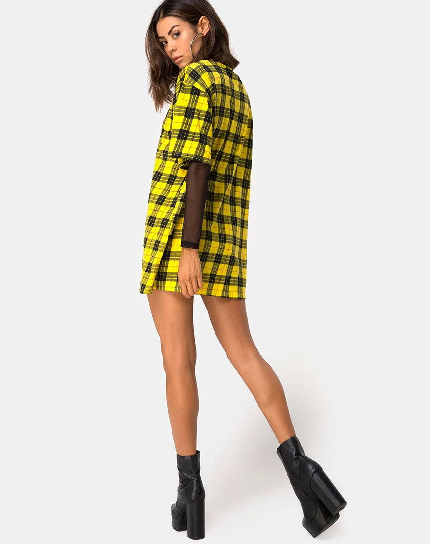 Sunny Kiss Kleid in Winterkariert Gelb - Image 4