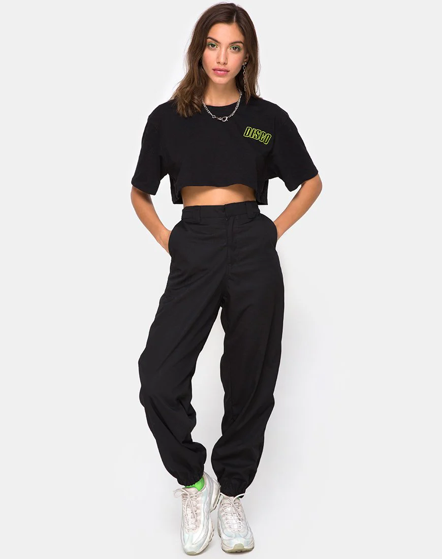Schwarzes Super Cropped Tee mit Disco-Embro - Image 5