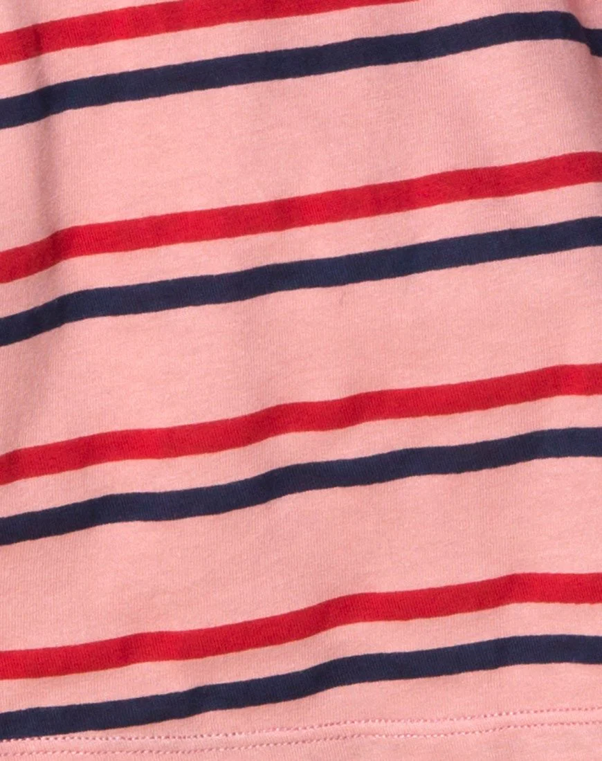 Super Cropped Tee in 70's Stripe Rosa Horizontal - Image 5