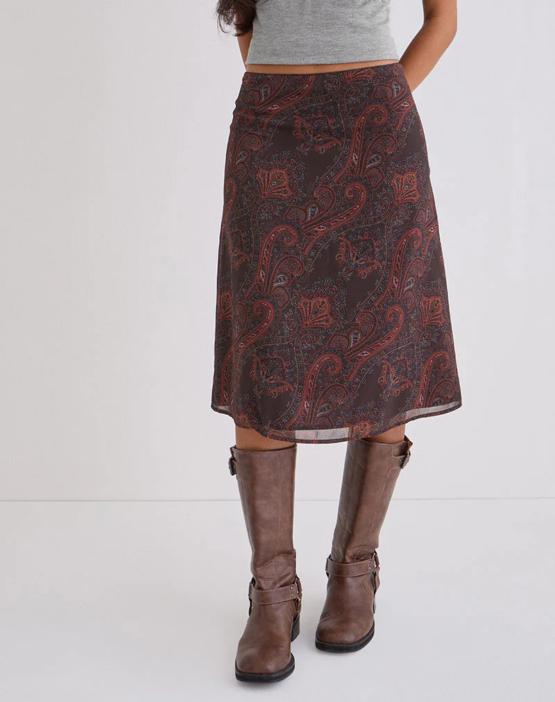 Suriela Midirock aus Chiffon in Royal Paisley Burgundy - Image 2
