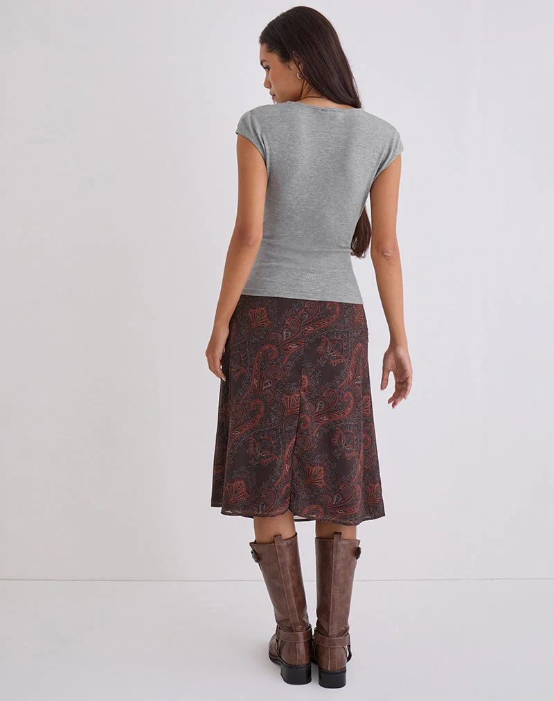 Suriela Midirock aus Chiffon in Royal Paisley Burgundy - Image 3