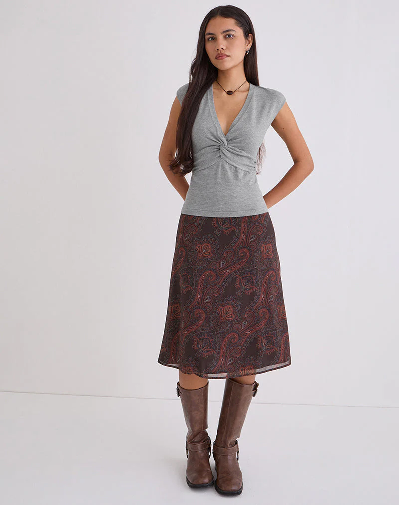 Suriela Midirock aus Chiffon in Royal Paisley Burgundy - Image 4