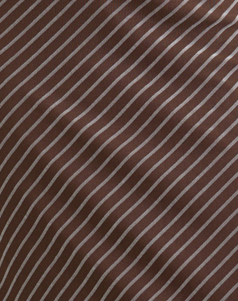 Surina Maxirock aus diagonal gestreiftem Flock in Braun und Creme - Image 5