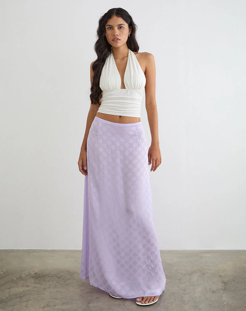 Surina Maxi Skirt in Chiffon Lilac Polka Dot - Image 2
