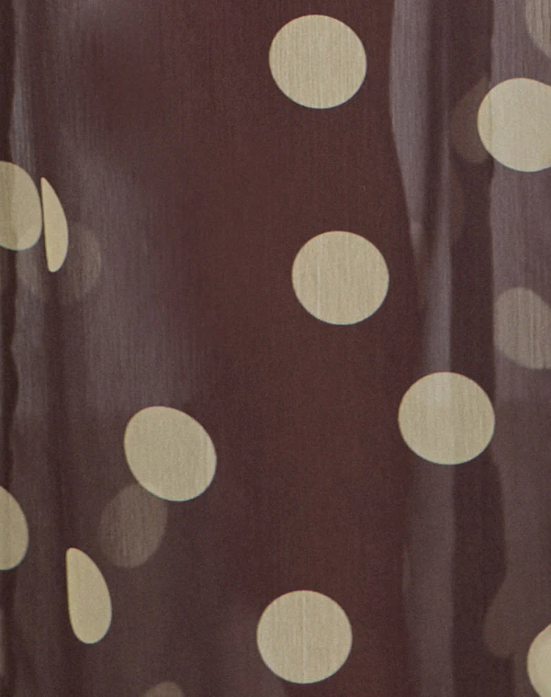 Surina Maxi Skirt in Brown with Irregular Polka Yellow - Image 5