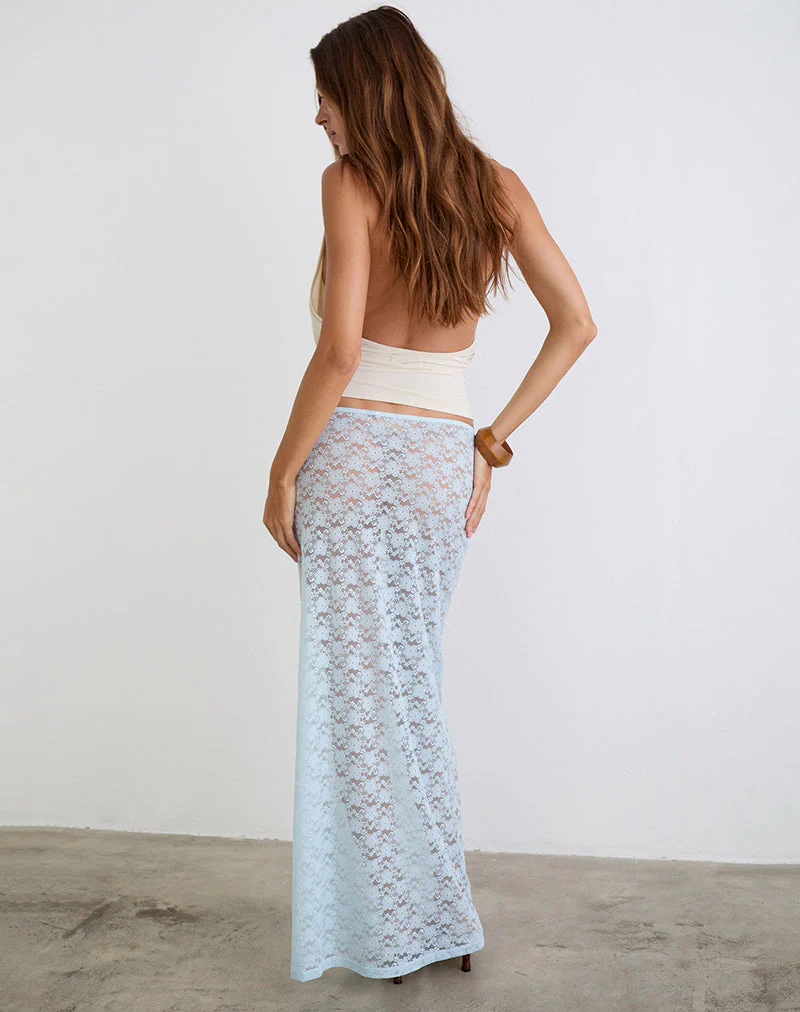 Surina Maxi Skirt in Lace Turquoise - Image 6