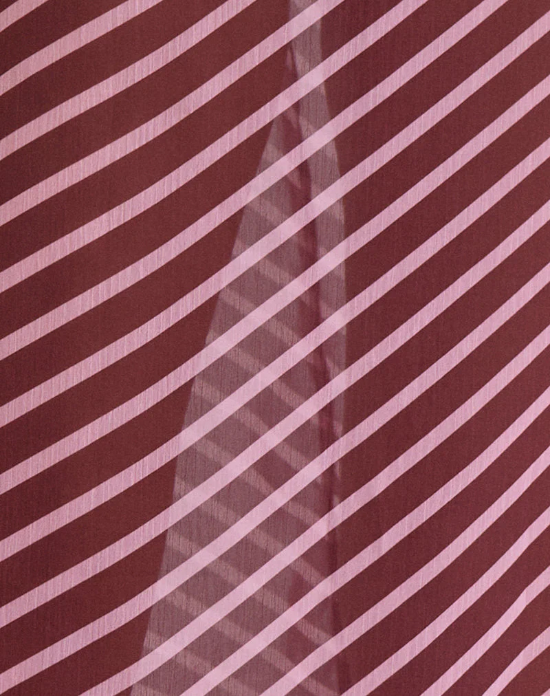 Surina Maxirock aus Chiffon mit schrägen Streifen in Rosa und Burgunderrot - Image 5