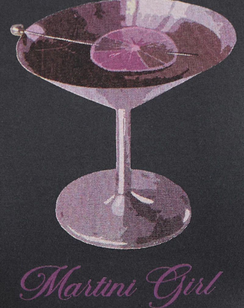 Sutin Tee in Beluga Grau mit Martini Girl Grafik - Image 6