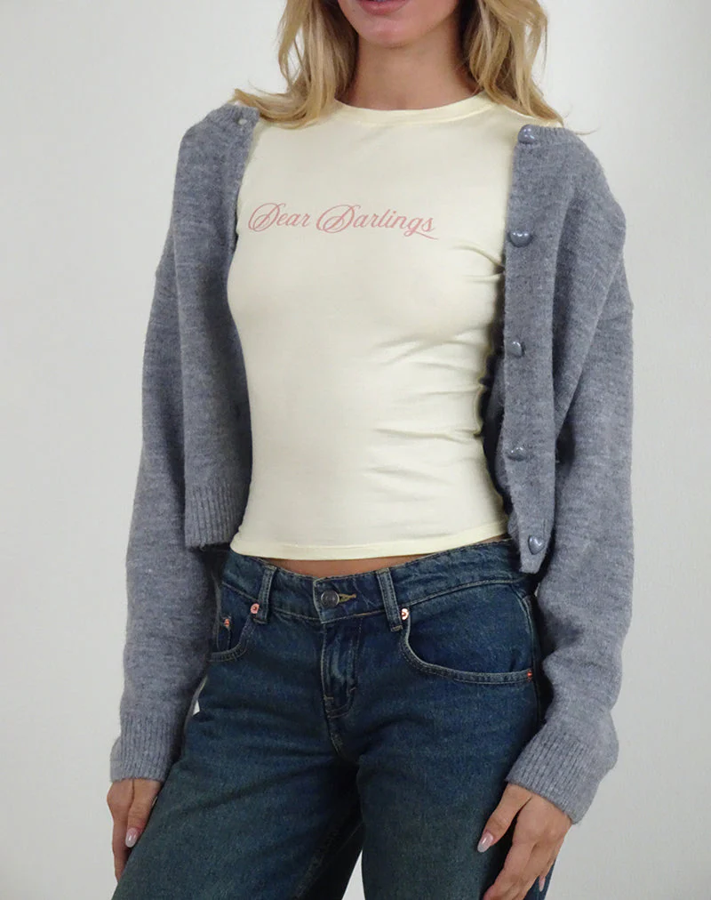 Sutin Tee in Buttermilch mit Dear Darlings Druck - Image 2