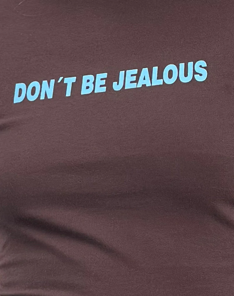 Sutin Baby Tee in Deep Mahogany mit Don't Be Jealous Slogan - Image 5