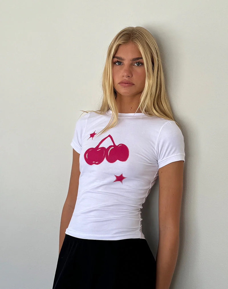 Sutin Baby Tee in weißer Kirsche drucken