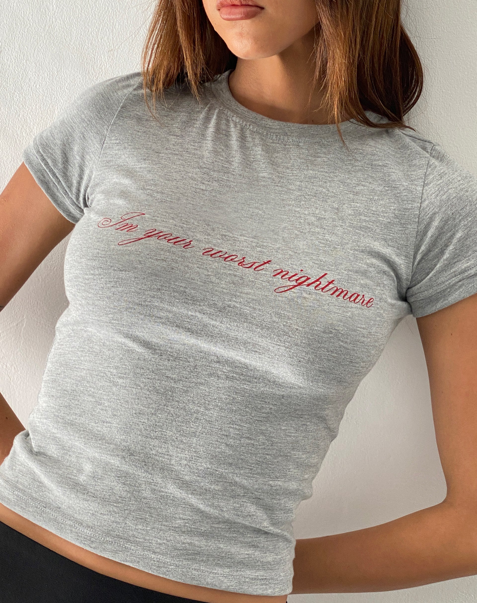 Sutin Tee in Grau meliert mit Worst Nightmare Grafik