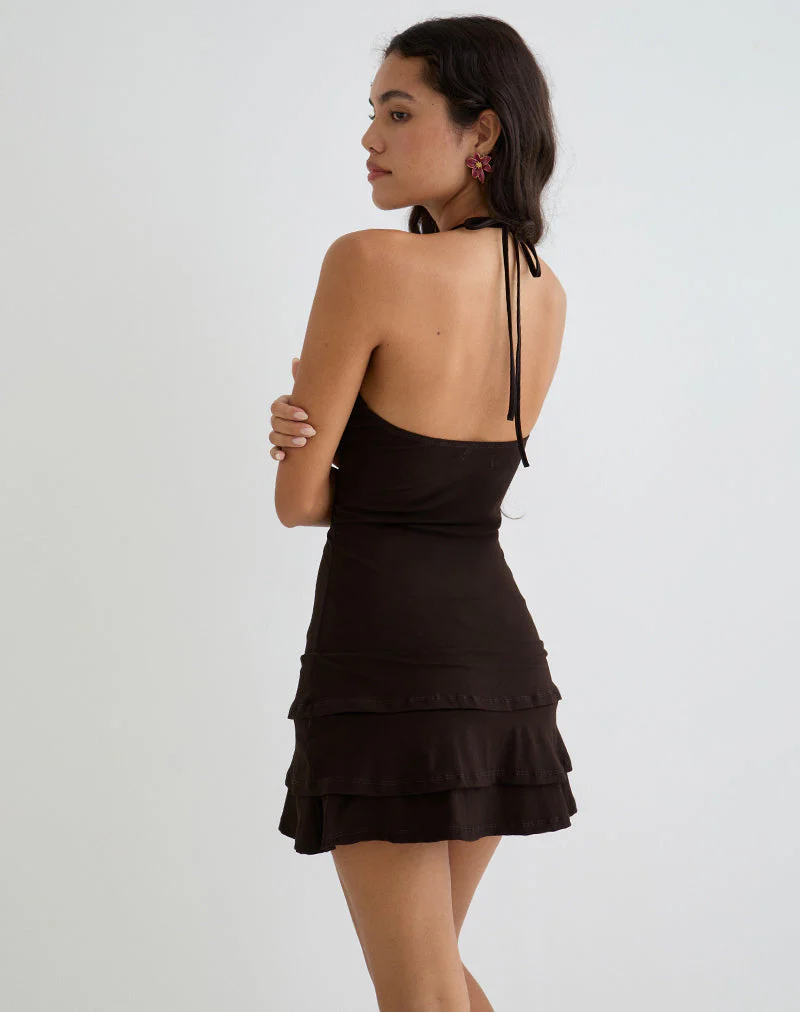 Suzetta Halter Minikleid in Schokoladenbraun - Image 4
