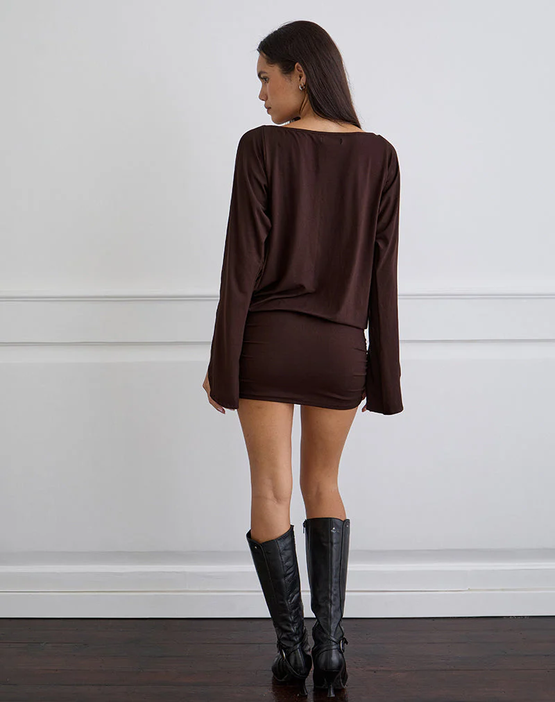 Sybe Langärmeliges Minikleid in Bitterschokolade - Image 5