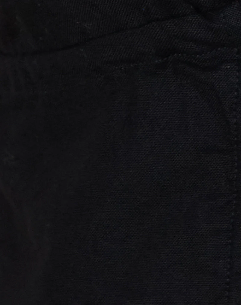 Syrma Rückenfreies Neckholder-Top aus Leinen Schwarz - Image 6