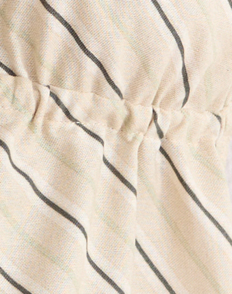 Syrma Backless Halterneck Top in Tilt Lines Beige - Image 6