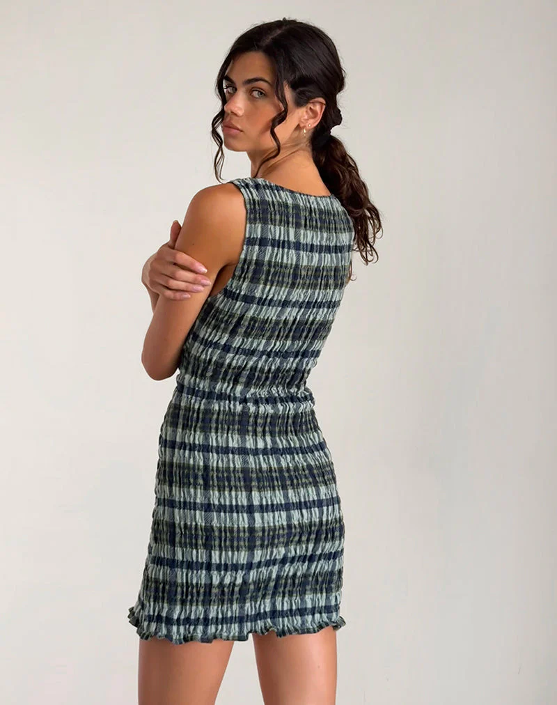 Takayi Minikleid aus Leinen mit Monokaro Grün - Image 3