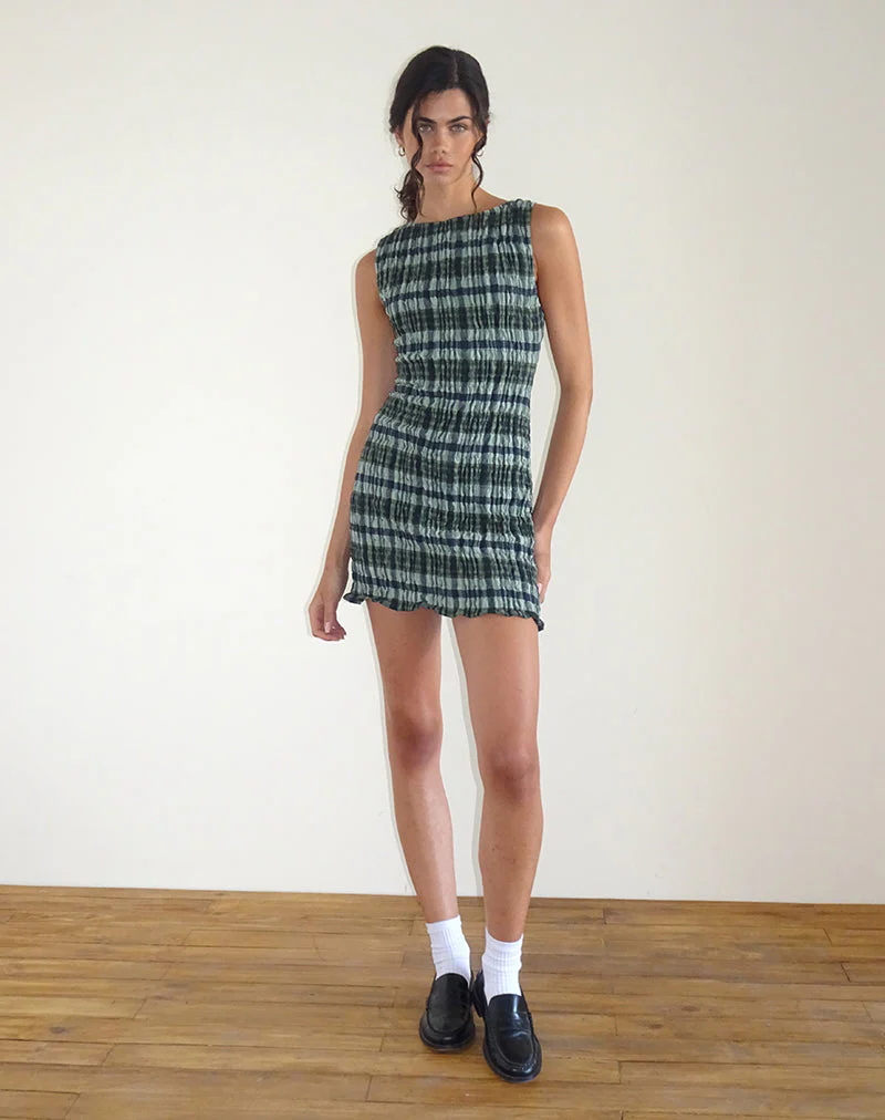 Takayi Minikleid aus Leinen mit Monokaro Grün - Image 5