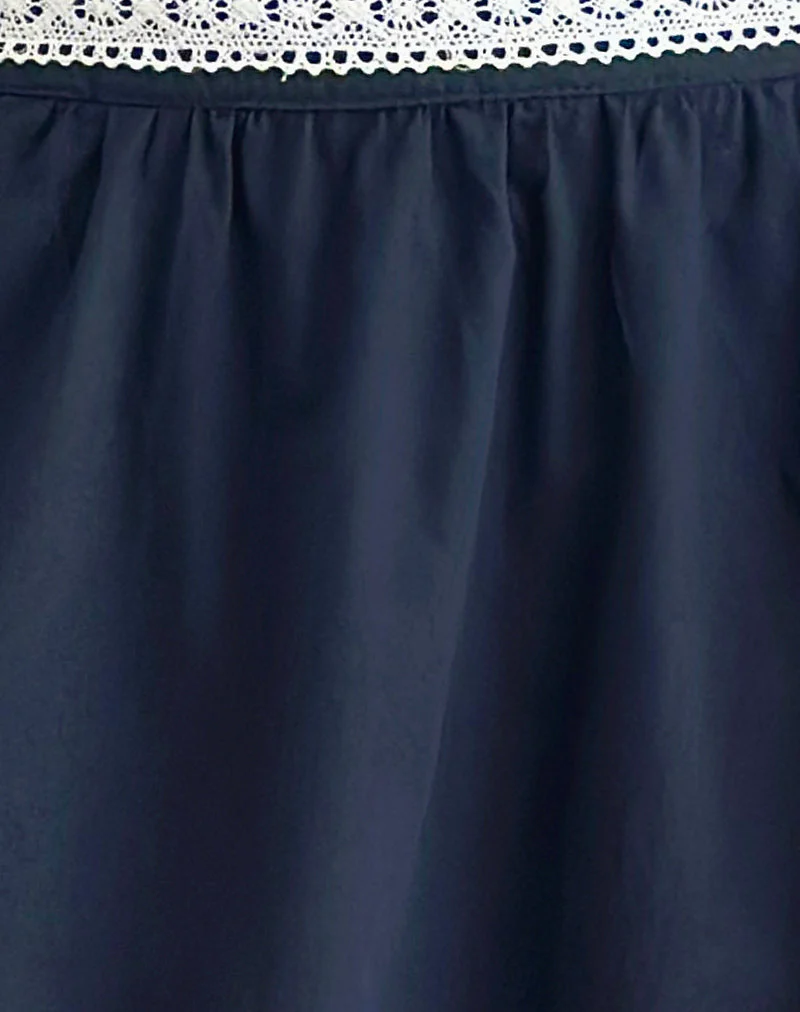 Takira Midi Skirt in Dark Navy with Lace Trim - Image 5