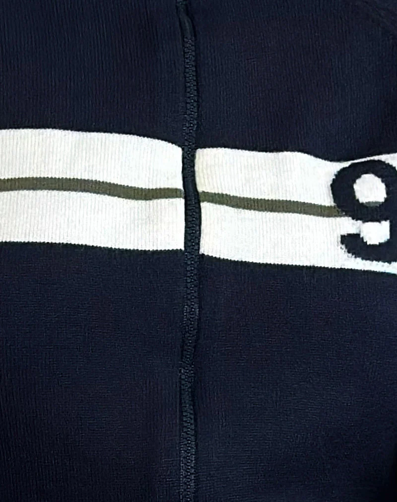 Takiya Zip Through Jacke in Deep Navy mit 92 Design - Image 6
