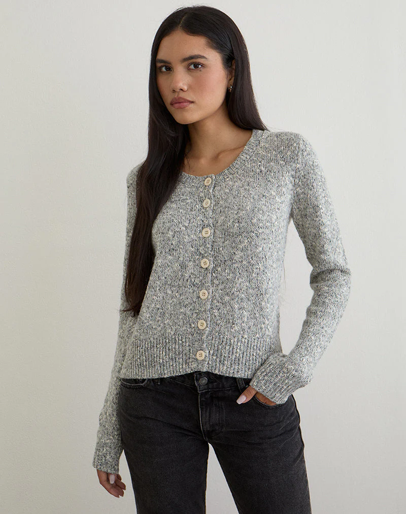 Talira Strickjacke aus dunkelgrauem Mergel